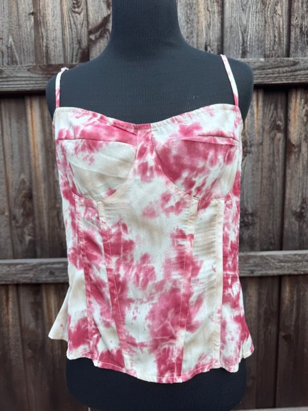 NWT Fuchsia Tie Dye Structured Corset Top US 10 Bustier Cami Zip Back Y2K Party